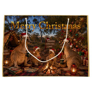 Christmas Kangaroo Camping Large Gift Bag