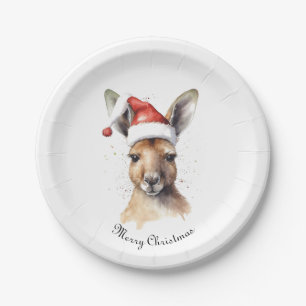 Christmas Kangaroo, customisable Paper Plate