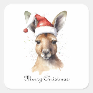 Christmas Kangaroo, customisable Square Sticker