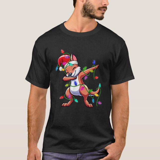 Christmas Kangaroo Dabbing Lights Santa Xmas for M T-Shirt (Front)