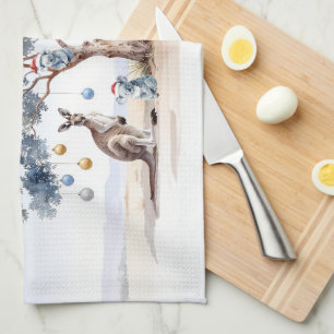 Christmas Kangaroo Koalas Platypus Gumtree Baubles Tea Towel