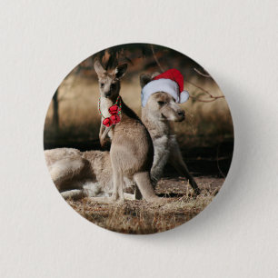 Christmas Kangaroos Australian Style 6 Cm Round Badge