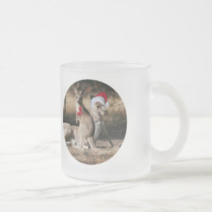 Christmas Kangaroos Australian Style Frosted Glass Coffee Mug