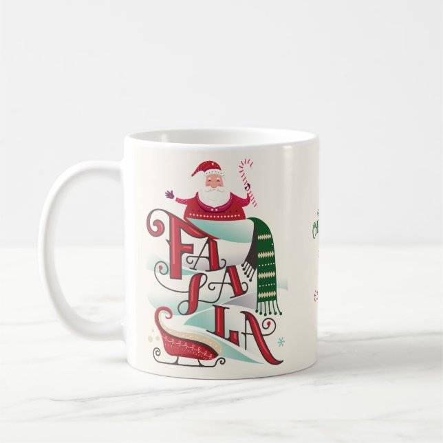 Christmas Karaoke Santa Kid Fa La La Church Carols Coffee Mug (Left)