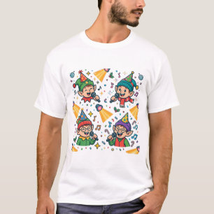 Christmas Karaoke Singing Elves Funny Art T-Shirt