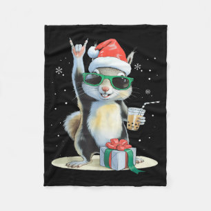Christmas Kawaii Squirrel Bubble Tea Boba Squirrel Fleece Blanket