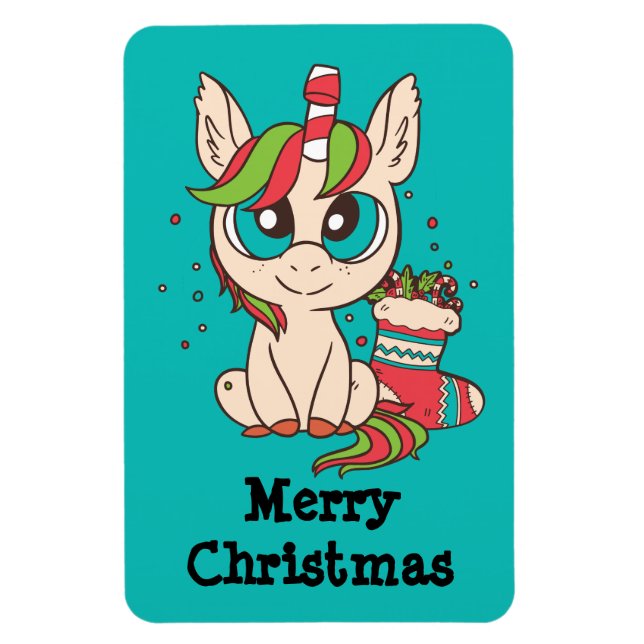 Christmas Kawaii Unicorn Magnet (Vertical)