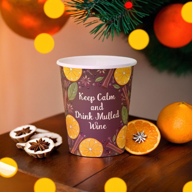 Christmas Keep Calm and Mulled Wine spicy brown Paper Cups (Christmas Keep Calm and Mulled Wine spicy brown Paper Cups)