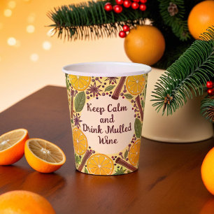 Christmas Keep Calm and Mulled Wine spicy yellow Paper Cups