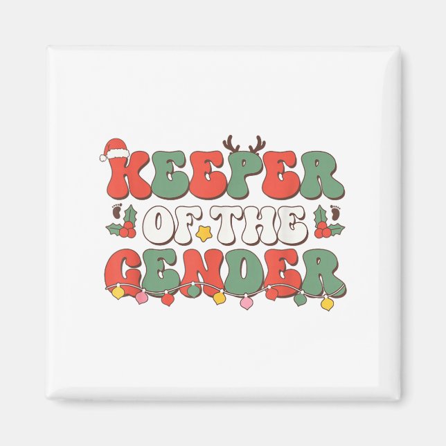 Christmas Keeper Of The Gender Reveal Baby Announc Magnet (Front)