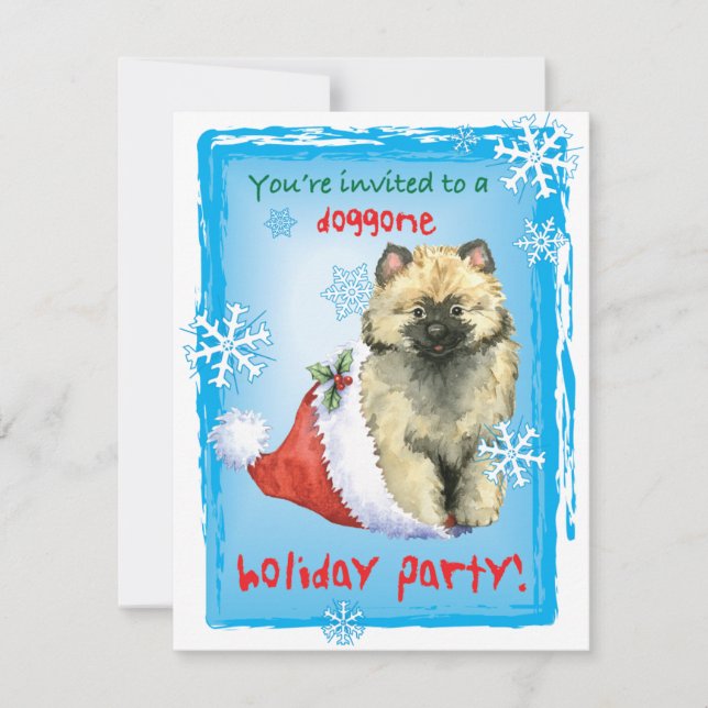 Christmas Keeshond Holiday Invitation (Front)