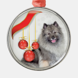 Christmas Keeshond Metal Tree Decoration