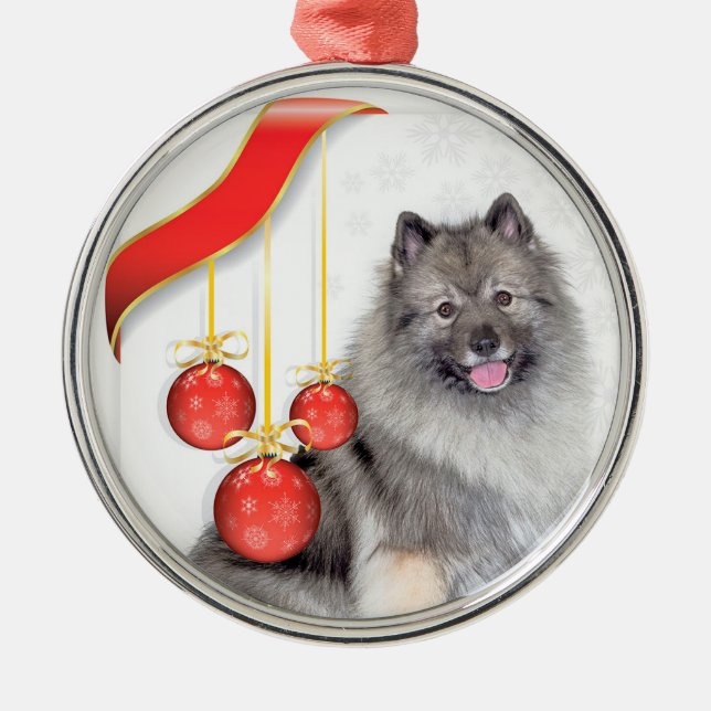 Christmas Keeshond Metal Tree Decoration (Front)