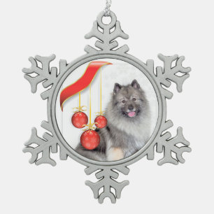 Christmas Keeshond Snowflake Pewter Christmas Ornament