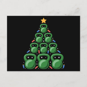 Christmas Kettlebell Tree Gym Fitness Workout Xmas Holiday Postcard