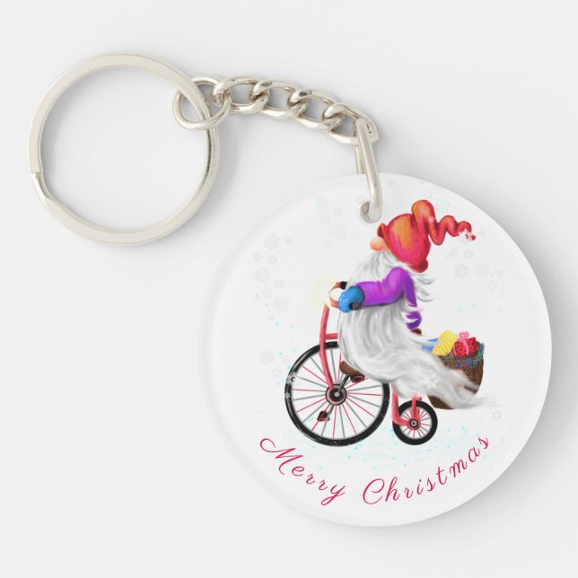 Christmas Keychain Gnome with Gifts (Front)