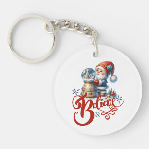 Christmas keychain with Gnome and snowglobe