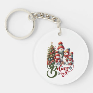 Christmas keychain with snowman Believe