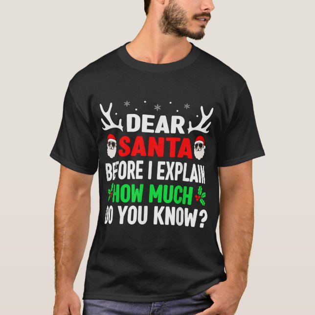 Christmas Kids Adults Dear Santa I Can Explain  T-Shirt (Front)