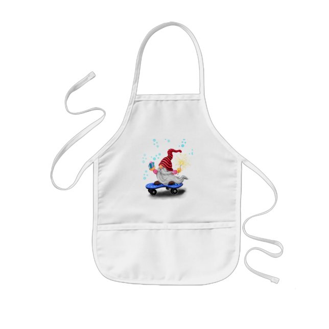 Christmas Kids' Apron Skater Gnome with Gifts (Front)