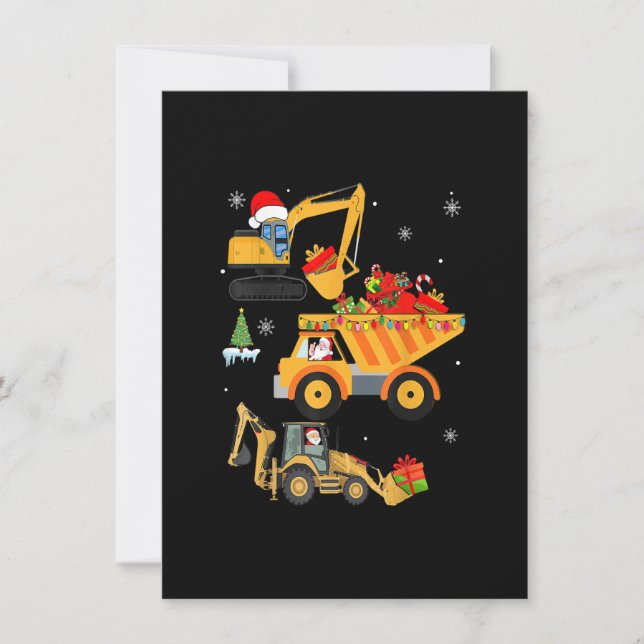 Christmas kids boy toddler Truck Construction Vehi Invitation (Front)