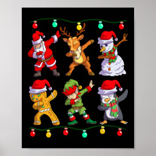 Christmas Kids Boys Men Dabbing Santa Elf Deer Fri Poster
