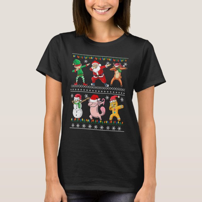 Christmas Kids Boys Men Dabbing Santa Elf Deer Fri T-Shirt (Front)