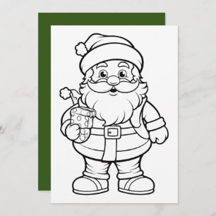 Christmas kids colouring Santa add text Holiday Card