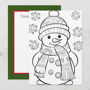 Christmas kids colouring snowman add text holiday card