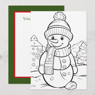 Christmas kids colouring snowman add text holiday card