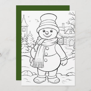 Christmas kids colouring snowman add text holiday card