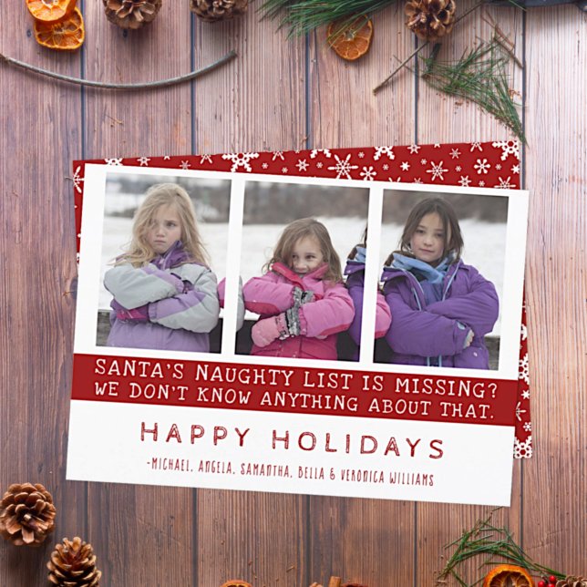 Christmas Kids Funny Naughty List | Family Photo Holiday Card (Creator Uploaded)