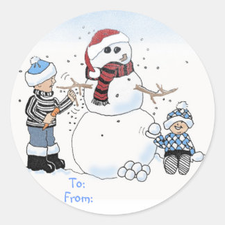 Christmas kids gift label: To:, From: Classic Round Sticker