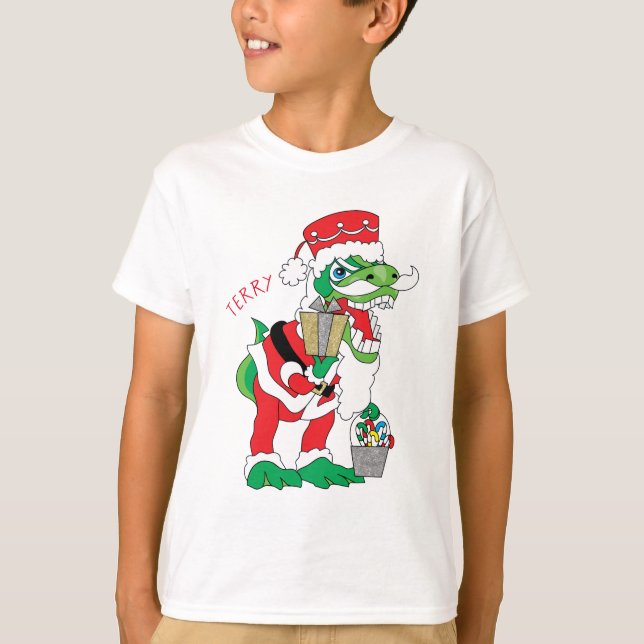Christmas Kids T-Shirt TySANTAsaurus Rex (Front)