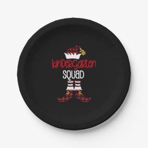 Christmas Kindergarten Squad Elf Teacher Student B Paper Plate