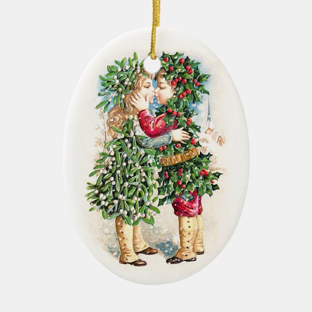 Christmas Kiss Ceramic Tree Decoration (Front)