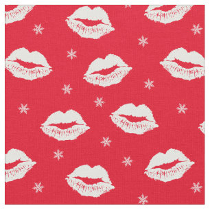 Christmas Kisses Red and White Pattern Fabric