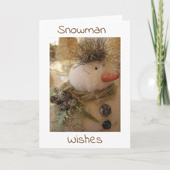 CHRISTMAS "KISSES" WITH SNOWMAN "WISHES" ROMANCE HOLIDAY CARD (Front)