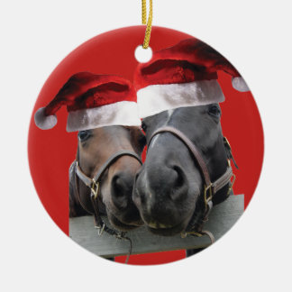 Christmas Kissing Horses Ceramic Tree Decoration
