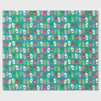 Christmas Kitchen Mitts Pattern Wrapping Paper