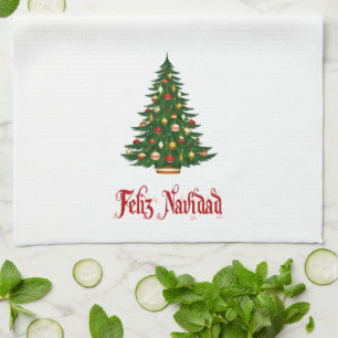 Christmas Kitchen Towel Feliz Navidad Tree