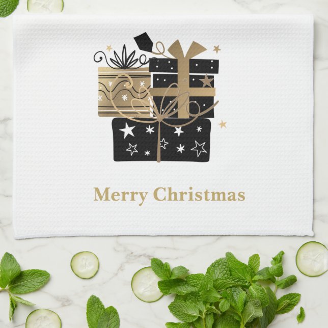 Christmas Kitchen Towel Merry Christmas Presents (Folded)