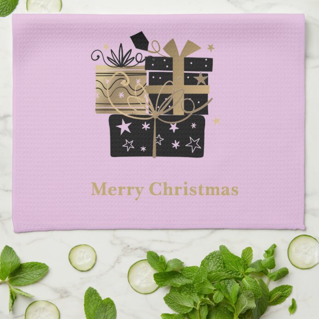 Christmas Kitchen Towel Merry Christmas Presents (Folded)