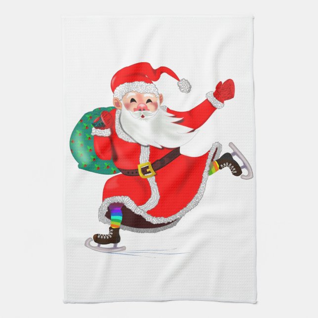 Christmas Kitchen Towel Santa Claus with Gift (Vertical)