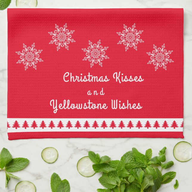 Christmas KitchenTowel Yellowstone Wishes Tea Towel (Folded)