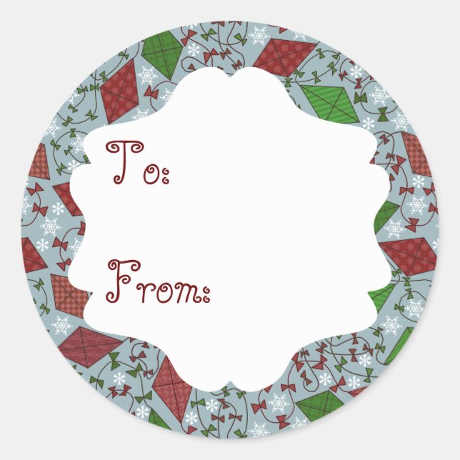 Christmas Kites, gift sticker (Front)