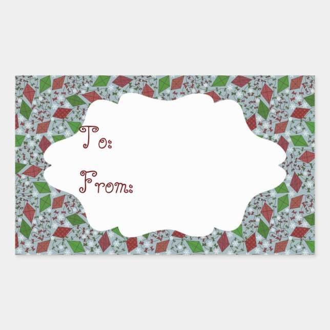 Christmas Kites, gift sticker (Front)