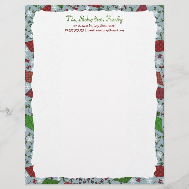 Christmas Kites, personalised letterhead (Front)