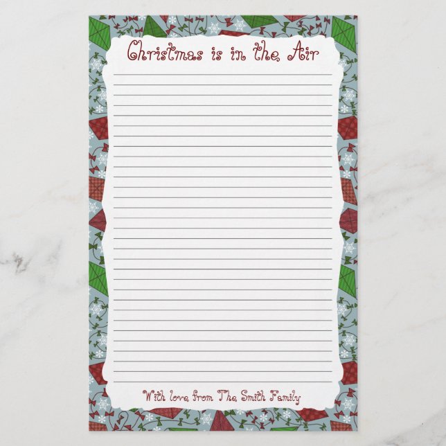 Christmas Kites, personalised stationery (Front)