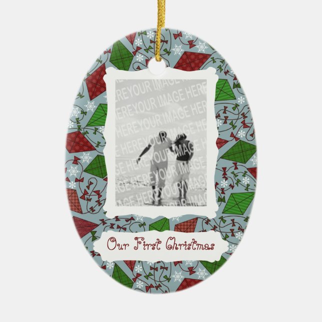 Christmas Kites, photo ornament (Front)